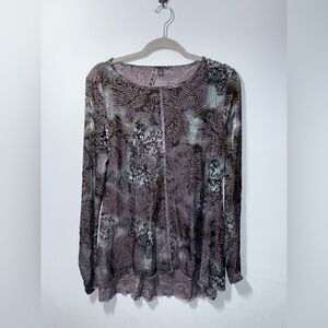 SnoSkins Tie Dye Velvet burnout Paisley floral size Medium EUC